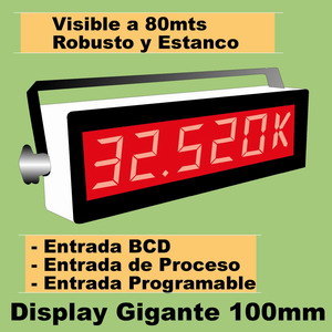 15d- Display GIGANTE 4 Digitos 100mm, BCD. Programable. IP65