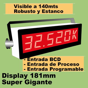 15d- Display GIGANTE 4 Digitos 181mm, BCD. Programable. IP65