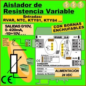 Convertidor de Resistencia Variable, salida 4/20mA, 0/10V