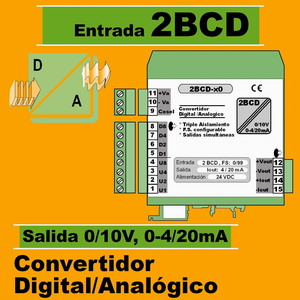 09d2- Convertidor Digital 2 BCD a Anal&oacute;gico (0-10V, 4-20mA)