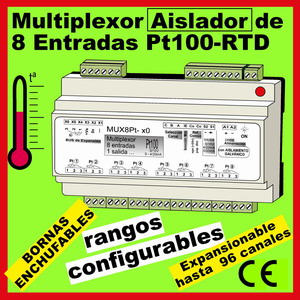 10c-  Multiplexor Aislado 8 entradas Pt100-RTD, 1 salida de proceso EXPANSIONABLE